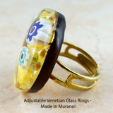 Adjustable Venetian Glass Rings -  Made In Murano!