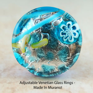 Adjustable Venetian Glass Rings -  Made In Murano!