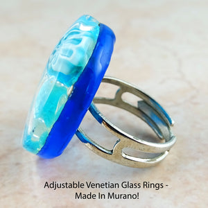Adjustable Venetian Glass Rings -  Made In Murano!