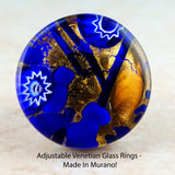 Adjustable Venetian Glass Rings -  Made In Murano!
