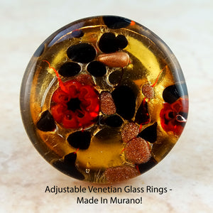 Adjustable Venetian Glass Rings -  Made In Murano!