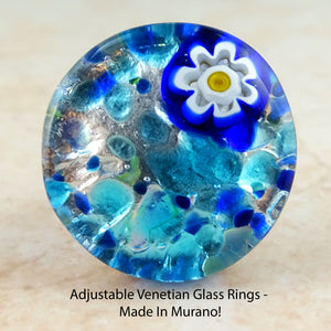 Adjustable Venetian Glass Rings -  Made In Murano!
