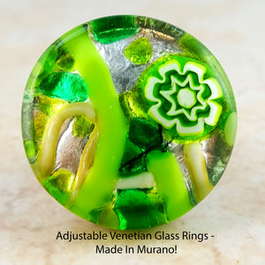 Adjustable Venetian Glass Rings -  Made In Murano!