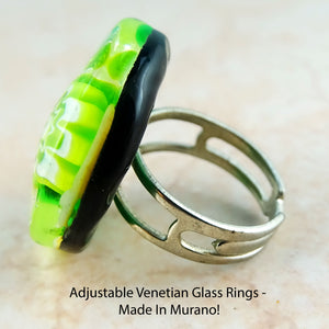 Adjustable Venetian Glass Rings -  Made In Murano!
