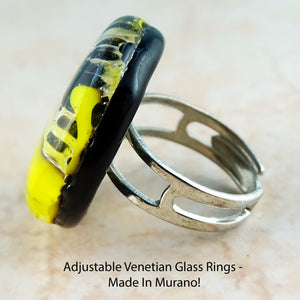 Adjustable Venetian Glass Rings -  Made In Murano!