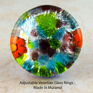 Adjustable Venetian Glass Rings -  Made In Murano!