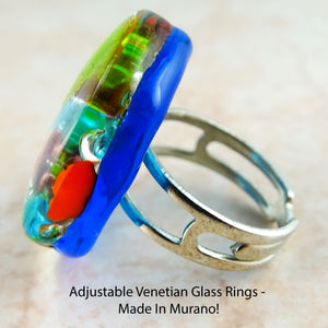 Adjustable Venetian Glass Rings -  Made In Murano!