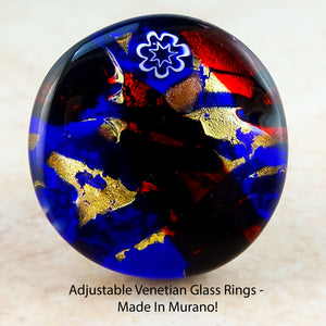 Adjustable Venetian Glass Rings -  Made In Murano!