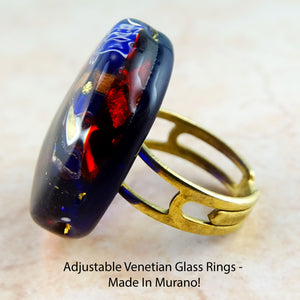 Adjustable Venetian Glass Rings -  Made In Murano!