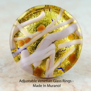 Adjustable Venetian Glass Rings -  Made In Murano!