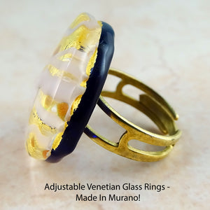 Adjustable Venetian Glass Rings -  Made In Murano!