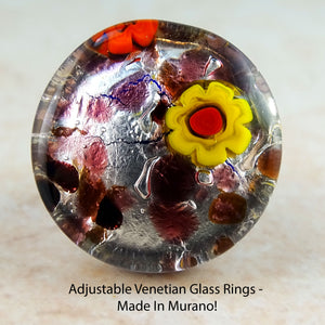 Adjustable Venetian Glass Rings -  Made In Murano!