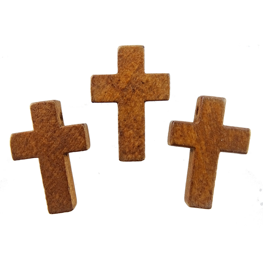 Three Side-Drilled Wooden Crosses