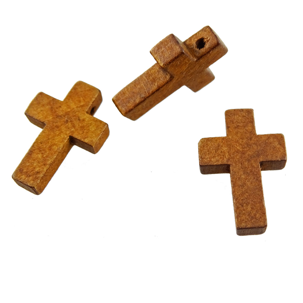 Three Side-Drilled Wooden Crosses