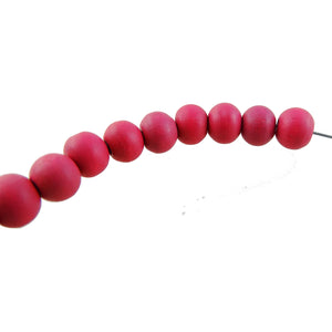 Round Wooden Beads, Hot Pink