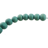 Round Wooden Beads, Turquoise-Green