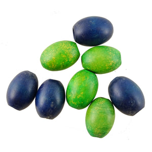 Vintage Czech Wood "Olive" Beads - Midnight Blue/Green