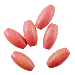 Vintage Czech Wood Slender Oval Beads - Washed Pink
