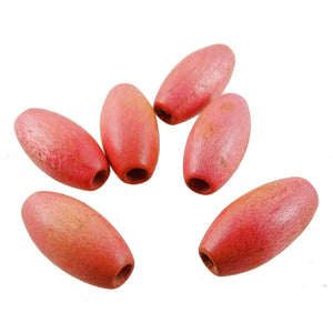 Vintage Czech Wood Slender Oval Beads - Washed Pink