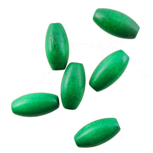 Vintage Czech Wood Slender Oval Beads - Vivid Green